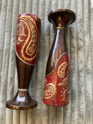 Pair Brown/Red Candle Holders