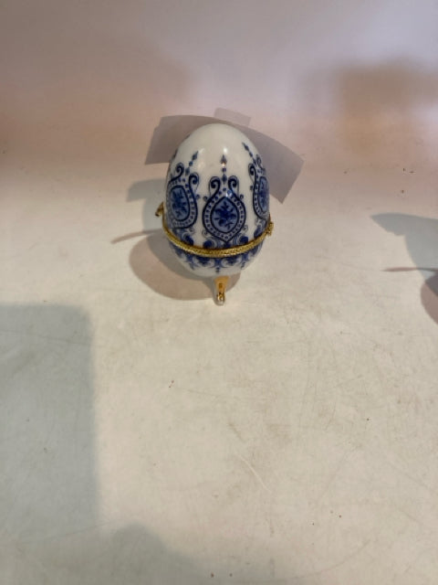 Blue/White Porcelain Egg Trinket Box