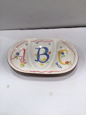 Strangl Divided Cream/Multi Pottery ABC's Plate