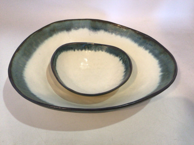 Tremel White/Blue Pottery Bowl Set