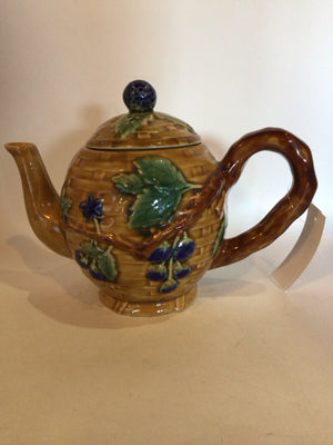 Majolica Brown/Multi Ceramic Tea Pot