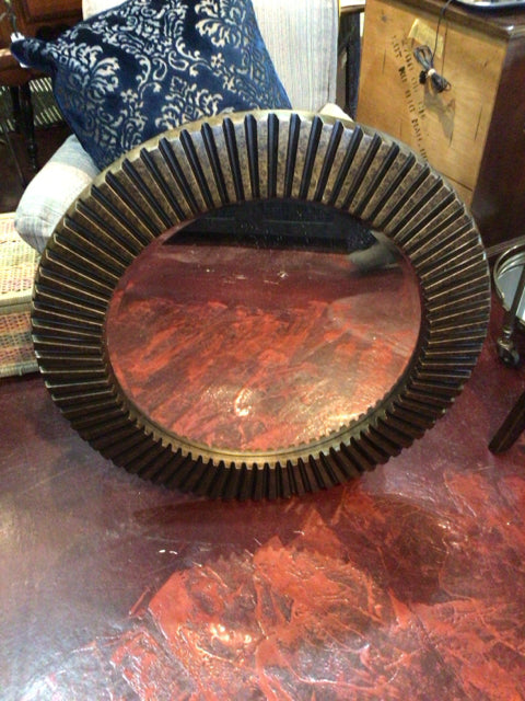 Bronze Round Ribbed Mirror