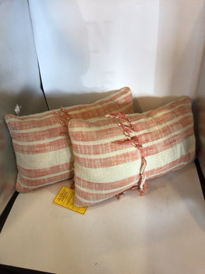 Nicole Miller Bohemian Cream/Orange Linen Pair Pillow Set