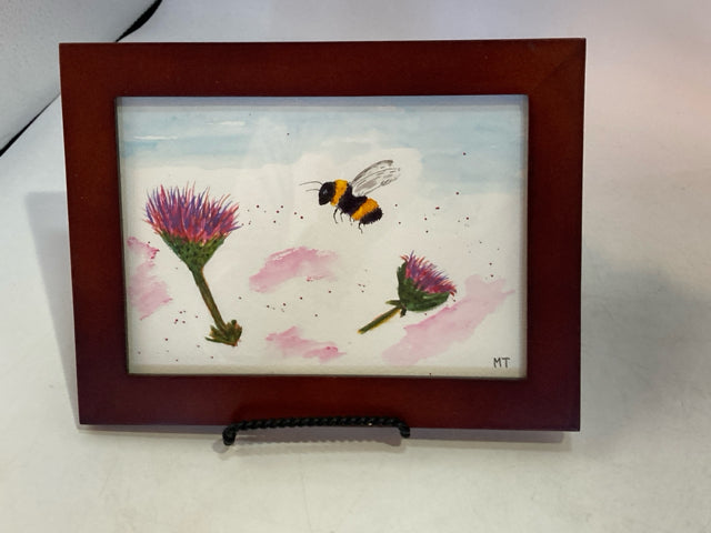 White/Pink Bee Framed Art