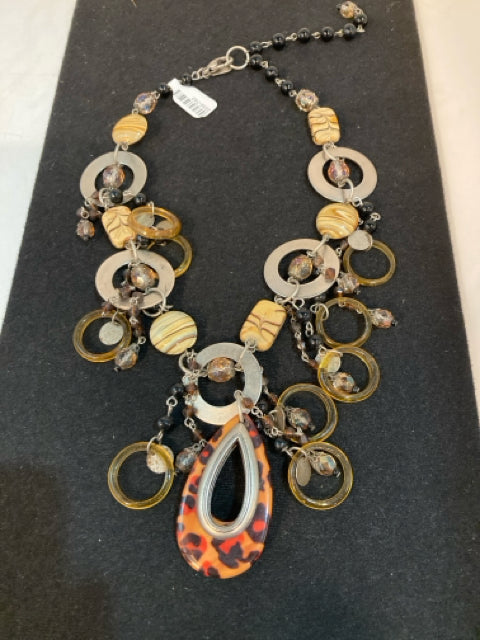 Orange/Black Beads Necklace