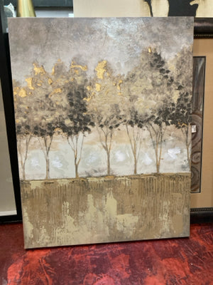 Cream/Gray Trees Stretch Canvas