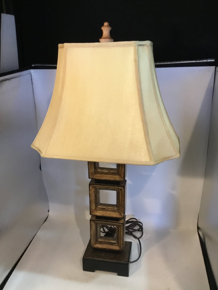 Brown & Cream Resin Squares Lamp