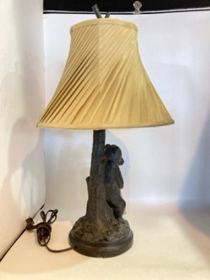 Dark Brown Resin Bear Tree Lamp