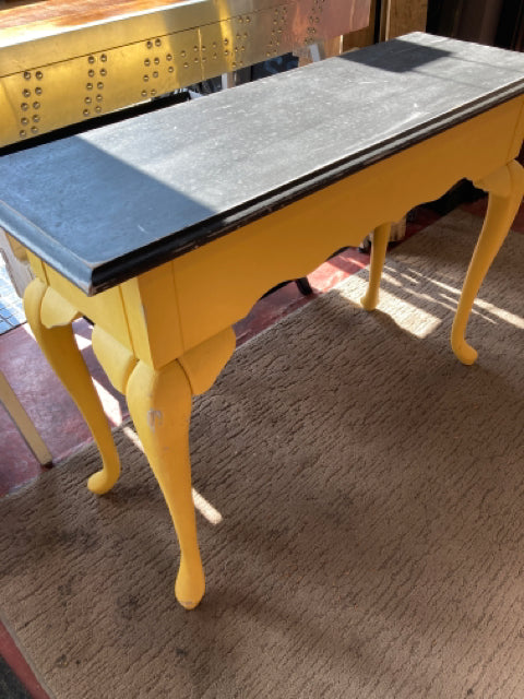 Sofa Wood Painted Console Yellow/Black Table