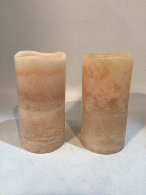 Pillar Cream Wax Battery Operated Pair Candle Set