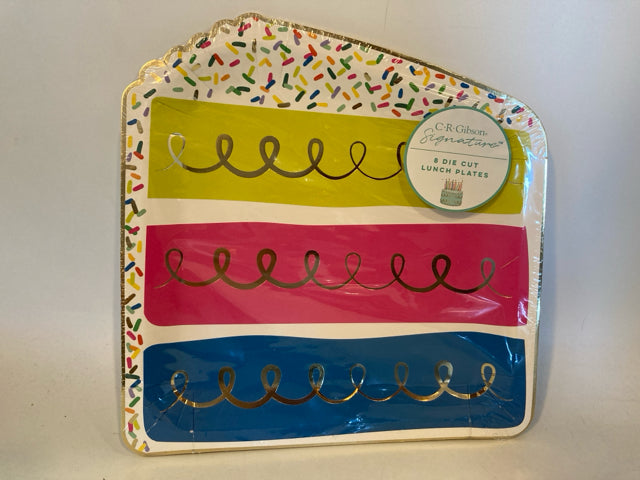 C.R. Gibson Set of 8 Multi Paper Birthday Plate