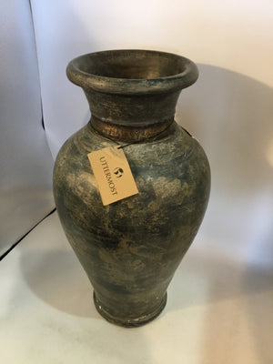 Uttermost Oversized Gray/Cream Ceramic Mottled Urn Vase