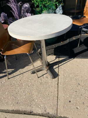 Vintage Round Wood/Metal Pedestal Gray Table
