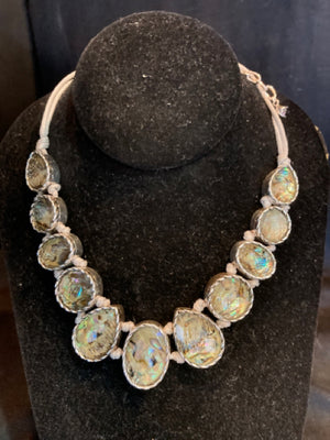 Silver Plated Teardrop Abalone Necklace