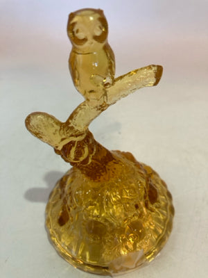 Fenton Vintage Amber Glass Owl Branch Figurine