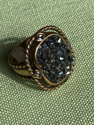 Gold/Black Pave Rhinestone Ring