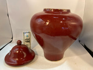 Red Ceramic With Lid Urn