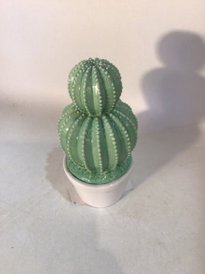 Green/White Ceramic Cactus Figurine