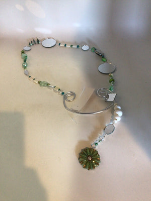 Beads Green/White Mirror Belt
