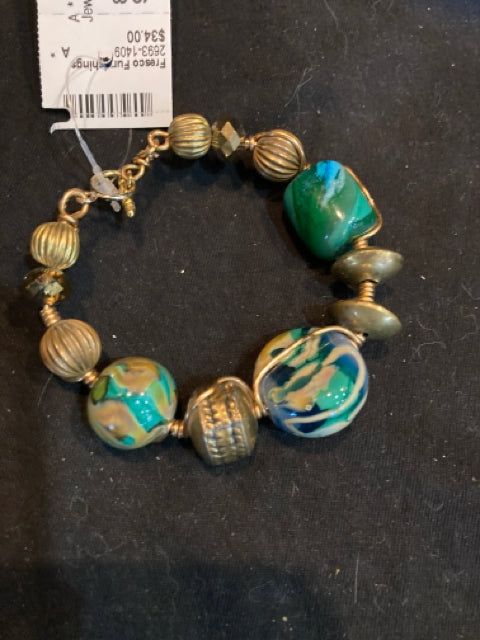 Handmade Bracelet Teal Copper Beaded Jewelry