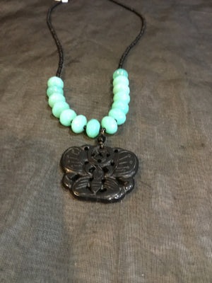 Aqua/Black Beaded Necklace