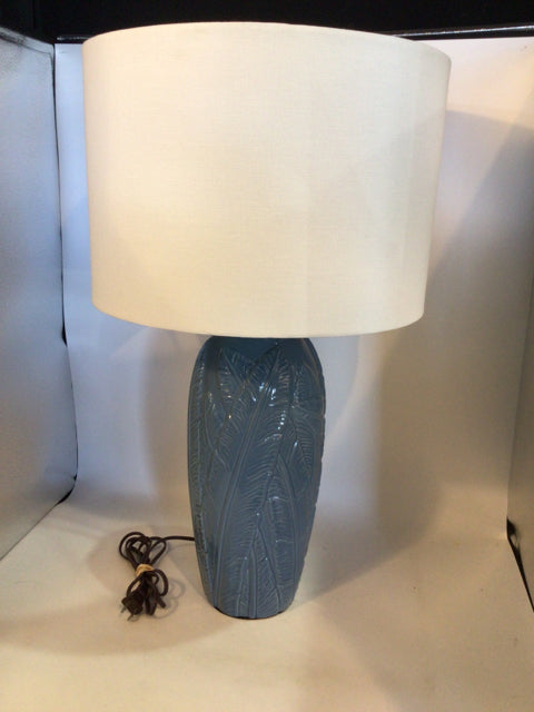 Homer Laughlin Blue Ceramic Leaf Lamp