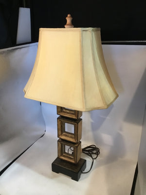 Brown & Cream Resin Squares Lamp