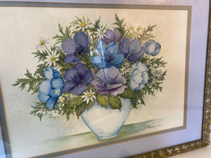 Original Signed Purple Flowers Original Framed Art