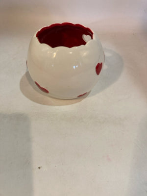Valentine's White/Red Ceramic Heart Candleholder(s)