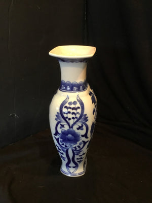 Bombay Co. Blue & White Ceramic Floral Vase
