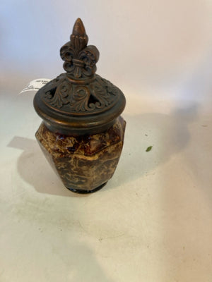 Vase Brown Glass Lidded Urn