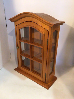 Table Top Light Wood Wood Arched Curio Cabinet