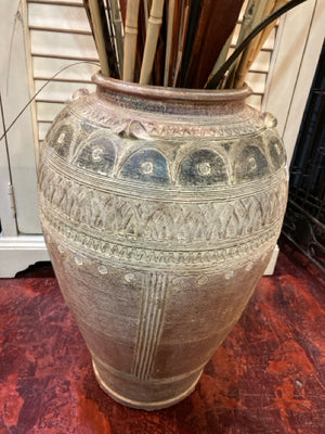 Tan Ceramic w/flowers Vase