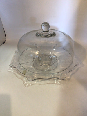 Vintage Clear Glass Dome Cake Plate/Stand
