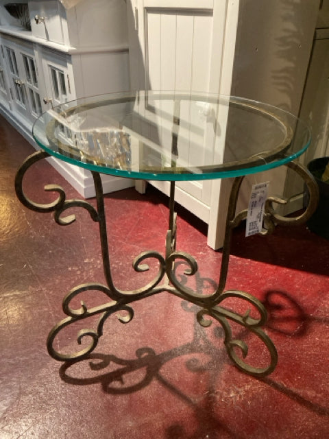 Glass Top Glass & Metal Metal Base End/Side Table