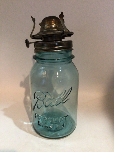 Ball Vintage Blue Glass Oil Lamp