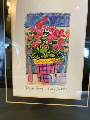Signed Multi-Color Flowers In Pot Framed Art