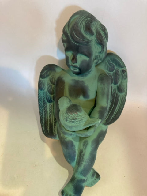 Garden Green Ceramic Angel Bird Sculpture