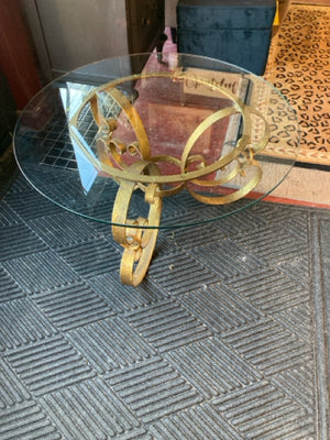 Glass Top Gold Tone Table