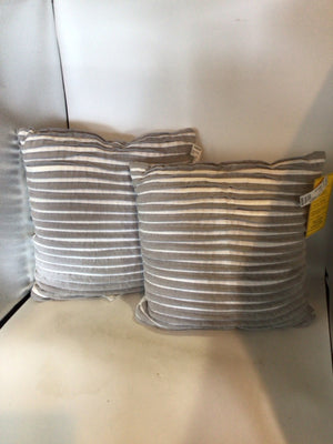 Pair Gray/White Polyester Pillow Set