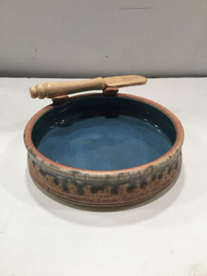 Original Tan Pottery w/knife Bowl