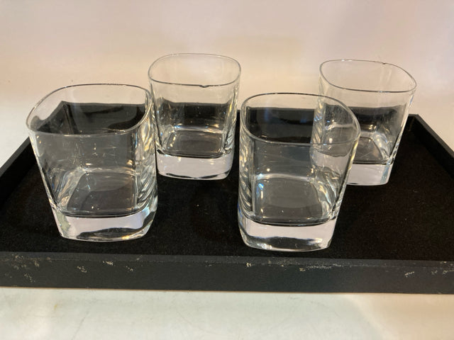 Set of 4 Clear Glass Rocks Glasses