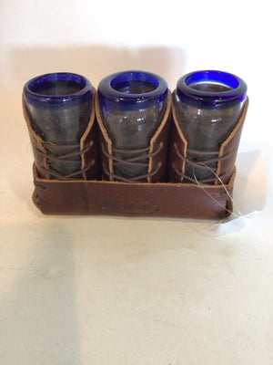 Jose Cuervo Set of 3 Blue/Brown Glass Set of 3 Glasses