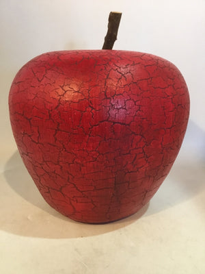 Oversized Red Resin Crackle Apple Decoration