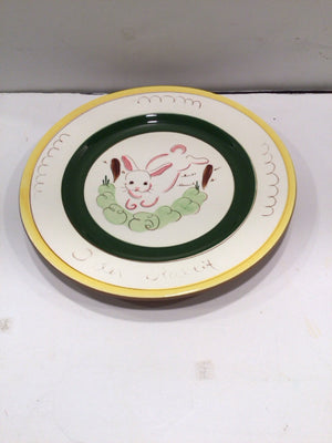 Strangl White/Yellow Pottery Bunny Plate