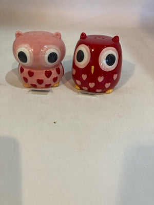 Red/Pink Ceramic Owl Salt & Pepper