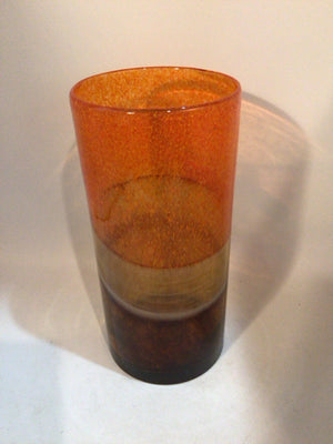 Orange/Brown Glass Swirl Vase