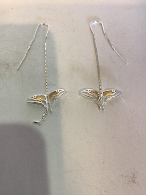 Yellow/Silver Butterfly Earrings