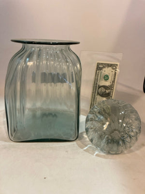 Fluted Blue Glass Jar