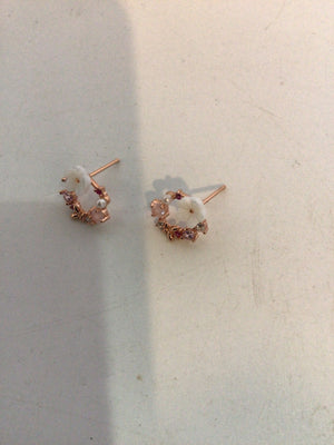 Handmade Pink/White Wreath Earrings